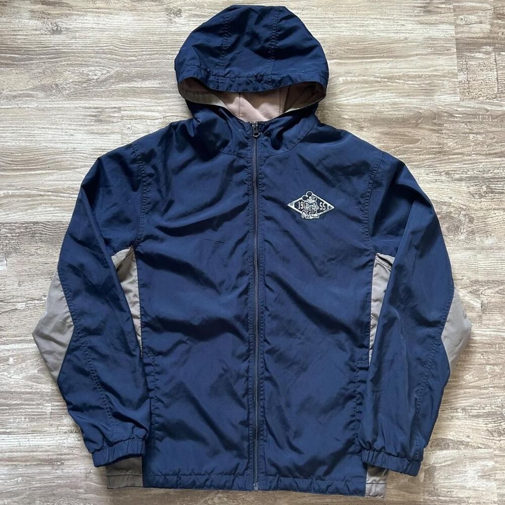 Vintage, retro-inspired Disney Parks navy + gray outerwear windbreaker